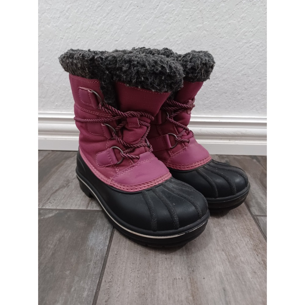 Children's Lace-Up Winter Boots Pink - Cat & Jack Snow Hiking Sz 1